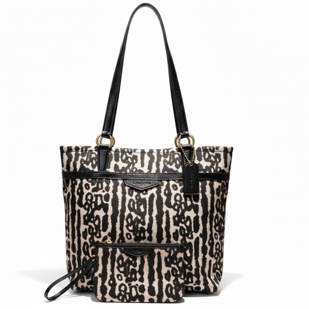 Coach Ocelot Canvas Tote with matching wristlet